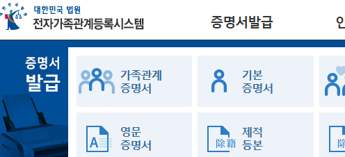 기본증명서와 가족관계증명서 차이를 한눈에 비교한 안내 화면