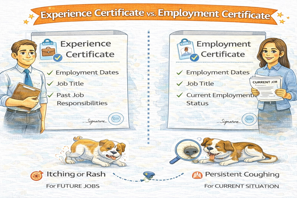 경력증명서와 재직증명서 차이 한눈에 정리한 개념 이미지