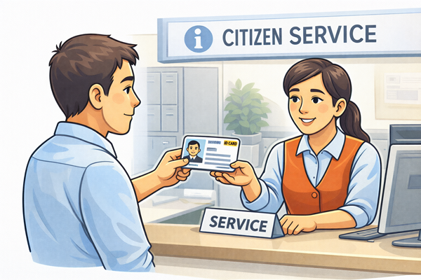 주민센터 방문 신분증 서류를 준비해 방문하는 상황