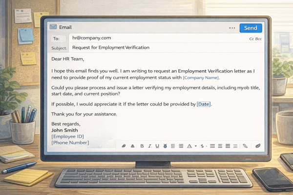 재직증명서 발급 요청 방법을 회사에 전달하는 상황